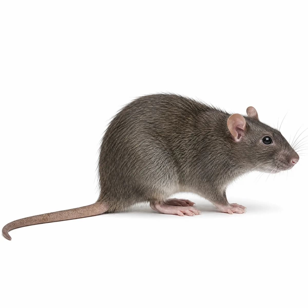 Isolated roof rat specimen on a white background